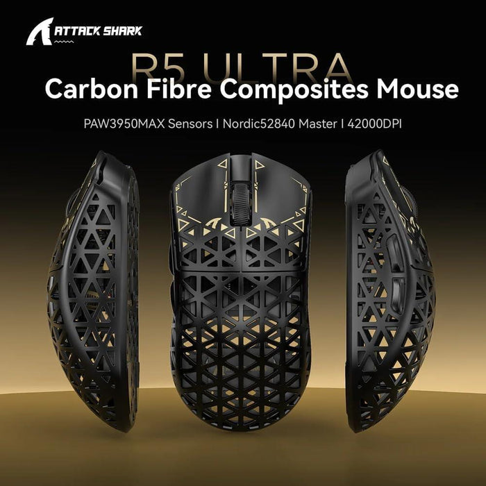 Attack Shark R5 Ultra 8K Carbon Fiber Wireless Gaming Mouse - Black - PakByte Computers
