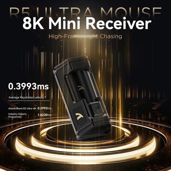 Attack Shark R5 Ultra 8K Carbon Fiber Wireless Gaming Mouse - Black - PakByte Computers