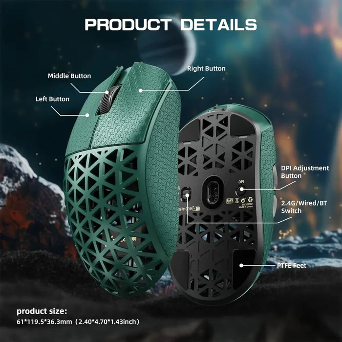 Attack Shark R5 Ultra 8K Carbon Fiber Wireless Gaming Mouse - Green - PakByte Computers