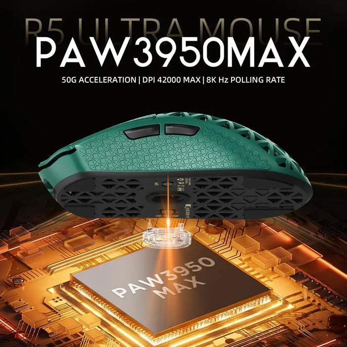 Attack Shark R5 Ultra 8K Carbon Fiber Wireless Gaming Mouse - Green - PakByte Computers