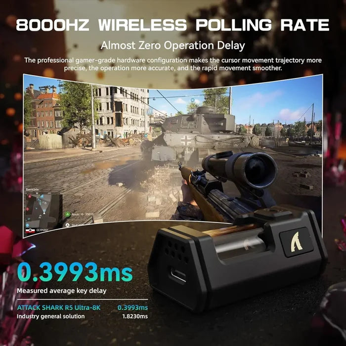 Attack Shark R5 Ultra 8K Carbon Fiber Wireless Gaming Mouse - Red - PakByte Computers