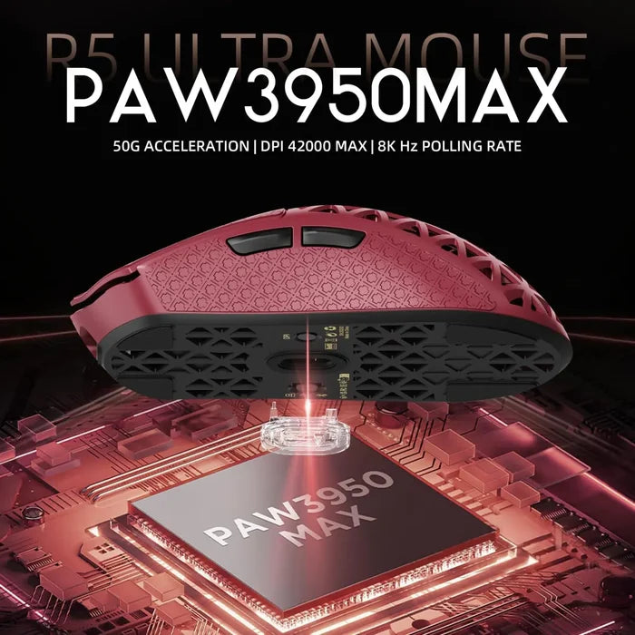 Attack Shark R5 Ultra 8K Carbon Fiber Wireless Gaming Mouse - Red - PakByte Computers