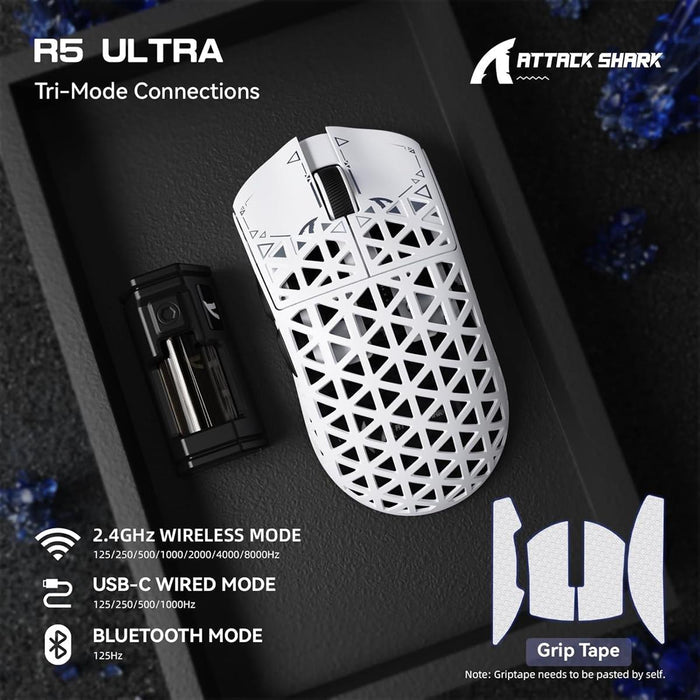 Attack Shark R5 Ultra 8K Carbon Fiber Wireless Gaming Mouse - White - PakByte Computers