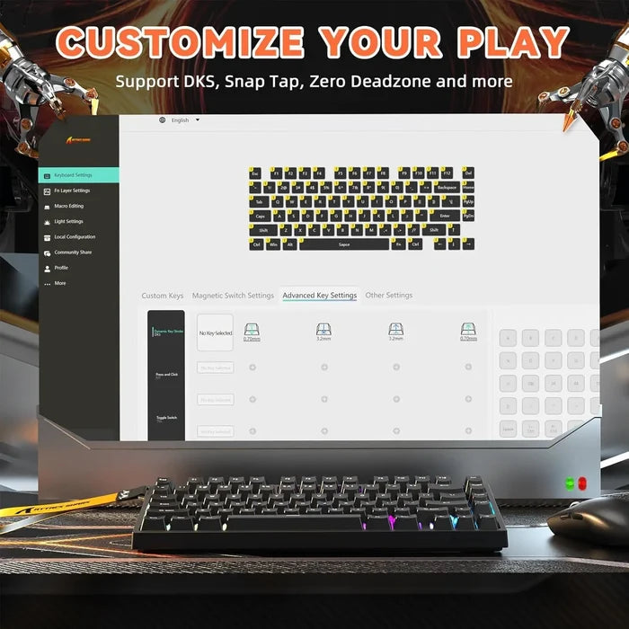 Attack Shark R82 HE Rapid Trigger TKL Wired Gaming Keyboard - Black - PakByte Computers