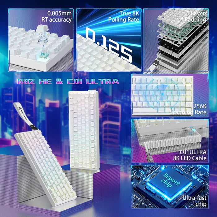 Attack Shark R82 HE Rapid Trigger TKL Wired Gaming Keyboard - White - PakByte Computers