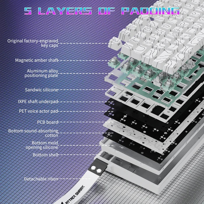 Attack Shark R82 HE Rapid Trigger TKL Wired Gaming Keyboard - White - PakByte Computers