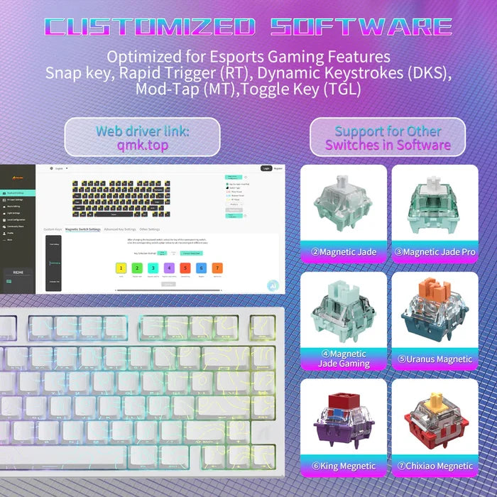 Attack Shark R82 HE Rapid Trigger TKL Wired Gaming Keyboard - White - PakByte Computers