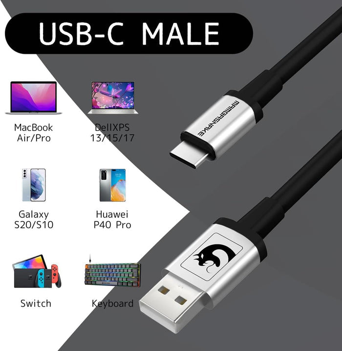 Attack Shark x MambaSnake C01 Custom Coiled USB C to A Cable - Black - PakByte Computers