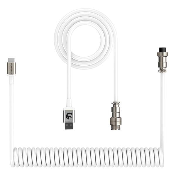 Attack Shark x MambaSnake C01 Custom Coiled USB C to A Cable - White - PakByte Computers