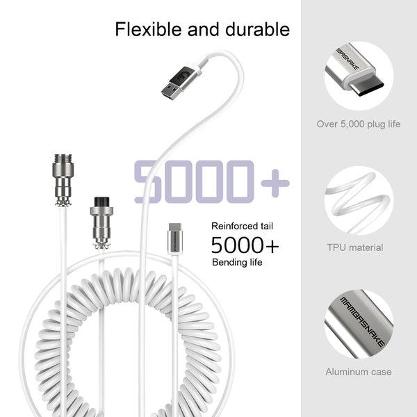 Attack Shark x MambaSnake C01 Custom Coiled USB C to A Cable - White - PakByte Computers