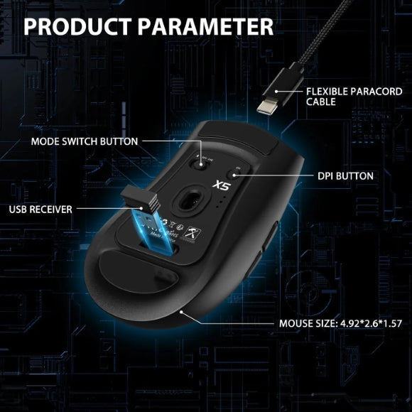 Attack Shark X5 Black  Wireless Gaming Mouse - PakByte