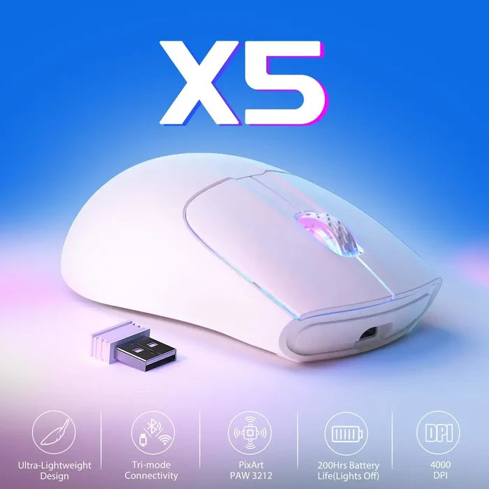 Attack Shark X5 Wireless Gaming Mouse - White - PakByte Computers