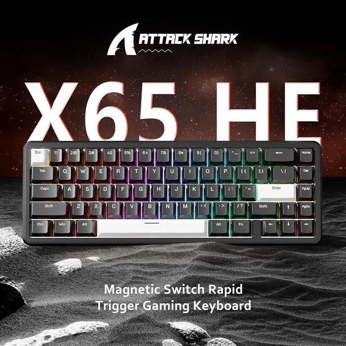 Attack Shark X65 HE Wired 65% Mechanical Gaming Keyboard - Black