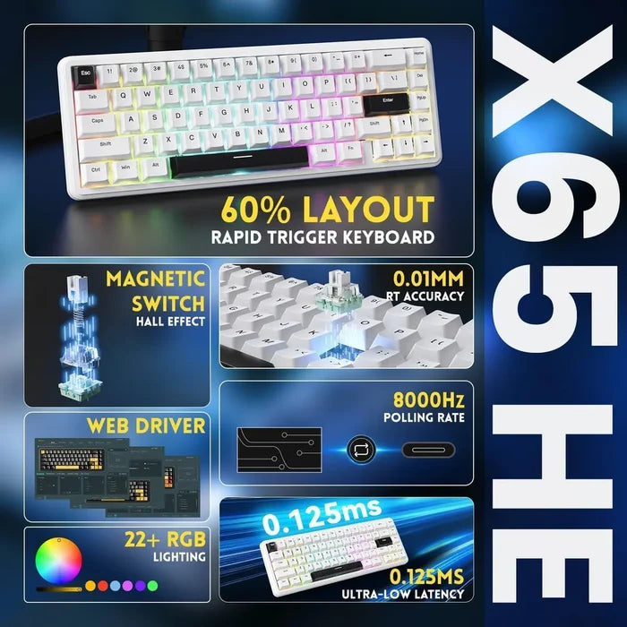 Attack Shark X65 HE Wired 65% Mechanical Gaming Keyboard