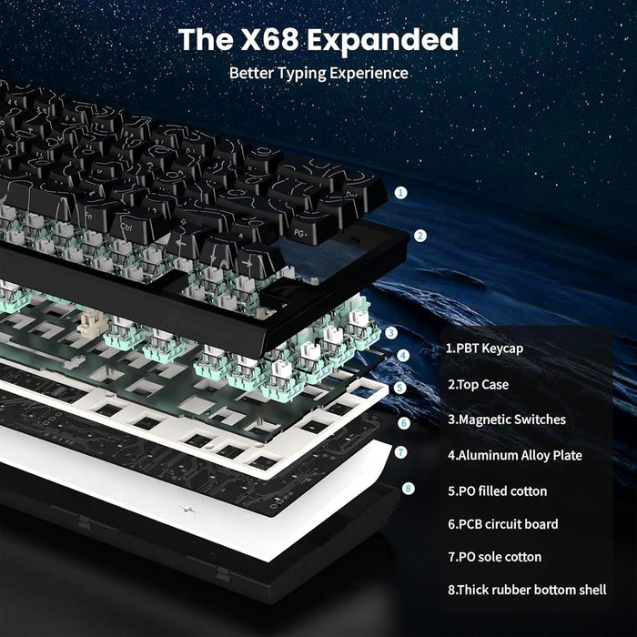 Attack Shark X68 HE 60% Wired Gaming Keyboard - Black Contours - PakByte Computers