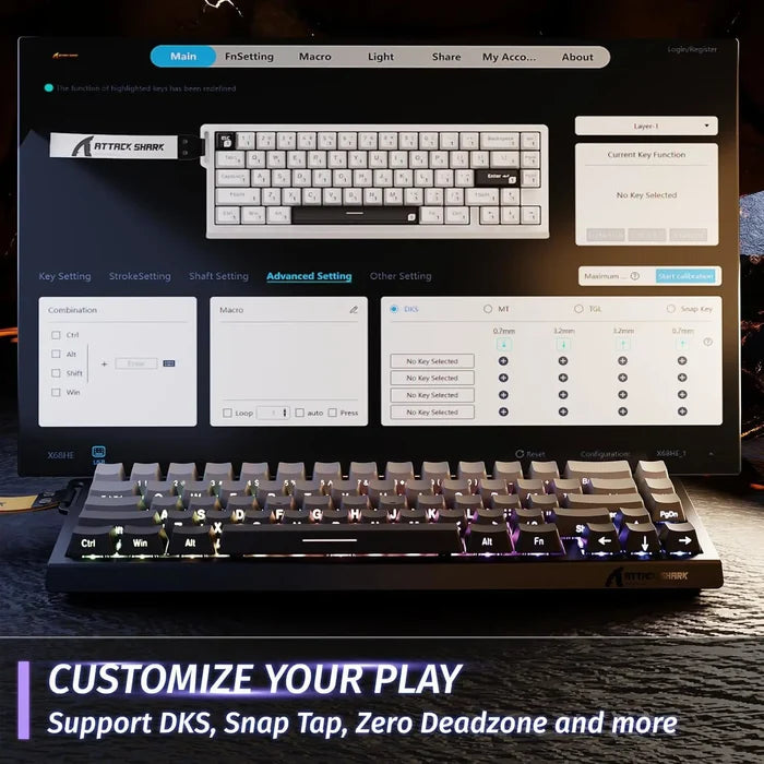 Attack Shark X68 HE 60% Wired Gaming Keyboard - Moonlight - PakByte Computers