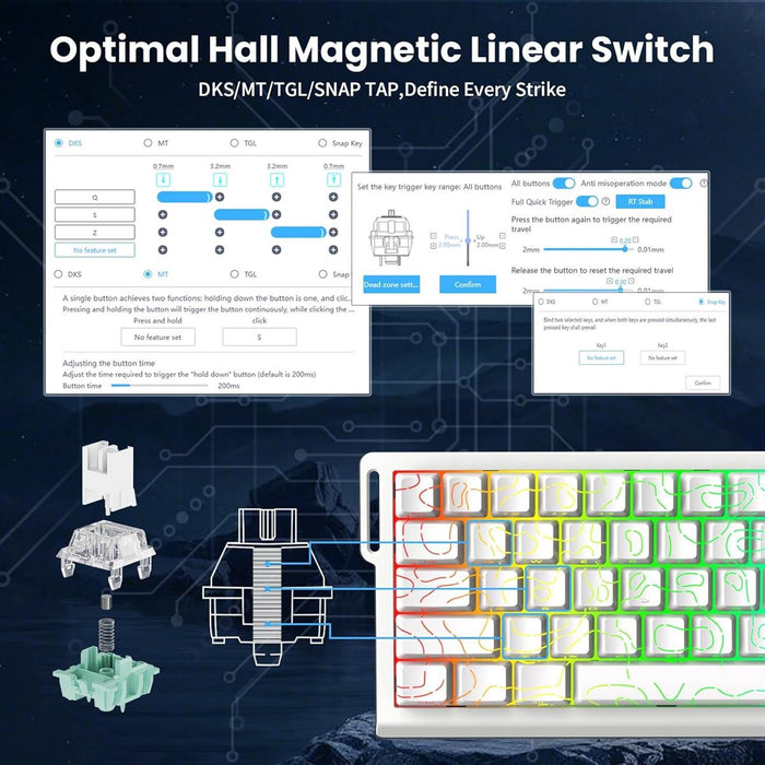 Attack Shark X68 HE 60% Wired Gaming Keyboard - White Contours - PakByte Computers
