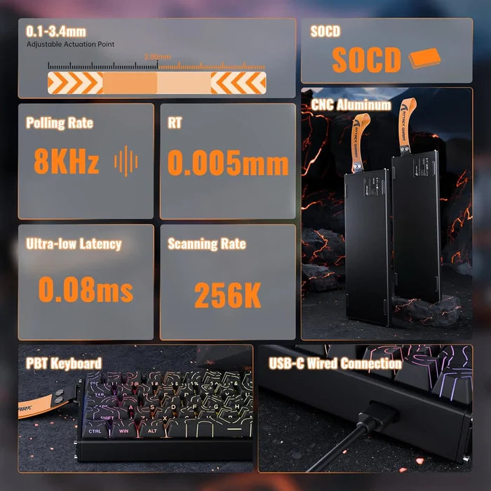 Attack Shark X68 HE Max Gaming Keyboard - Black - PakByte Computers