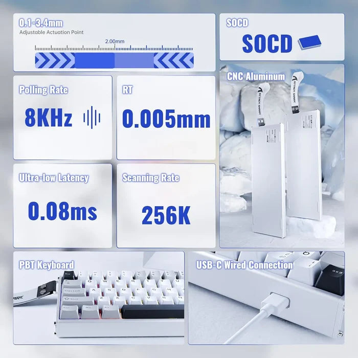 Attack Shark X68 He Max TKL Gaming Keyboard - Star White - PakByte Computers