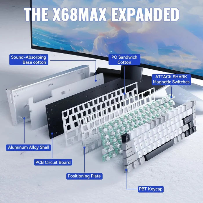 Attack Shark X68 He Max TKL Gaming Keyboard - Star White - PakByte Computers