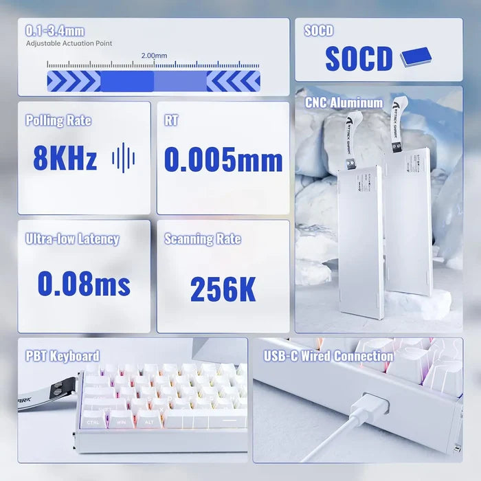 Attack Shark X68 HE Max TKL Gaming Keyboard - White - PakByte Computers