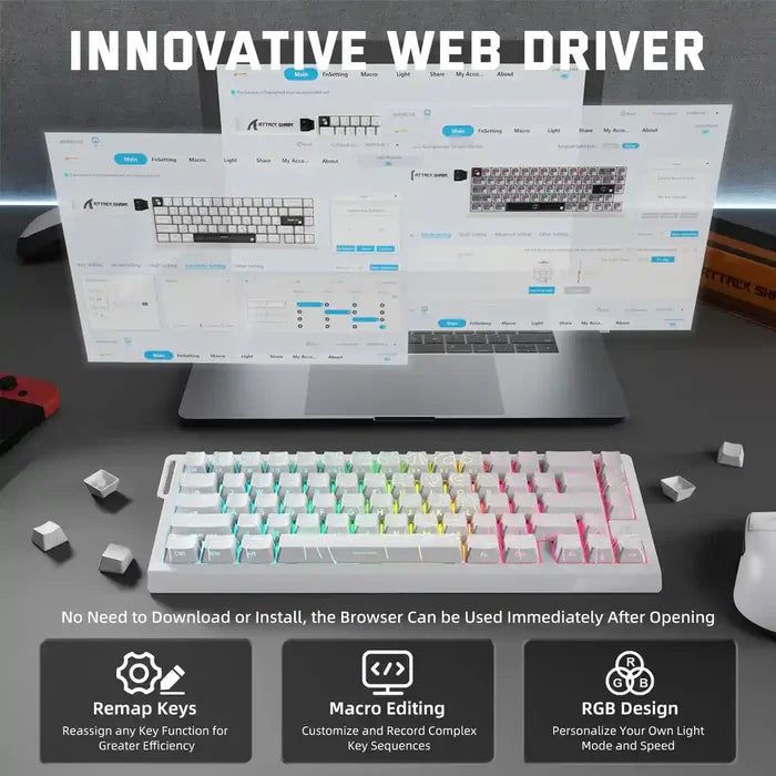 Attack Shark X68 PRO HE Wireless Keyboard Magnetic Switch – White Contour
