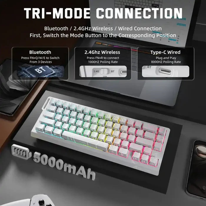 Attack Shark X68 PRO HE Wireless Keyboard Magnetic Switch – White Contour