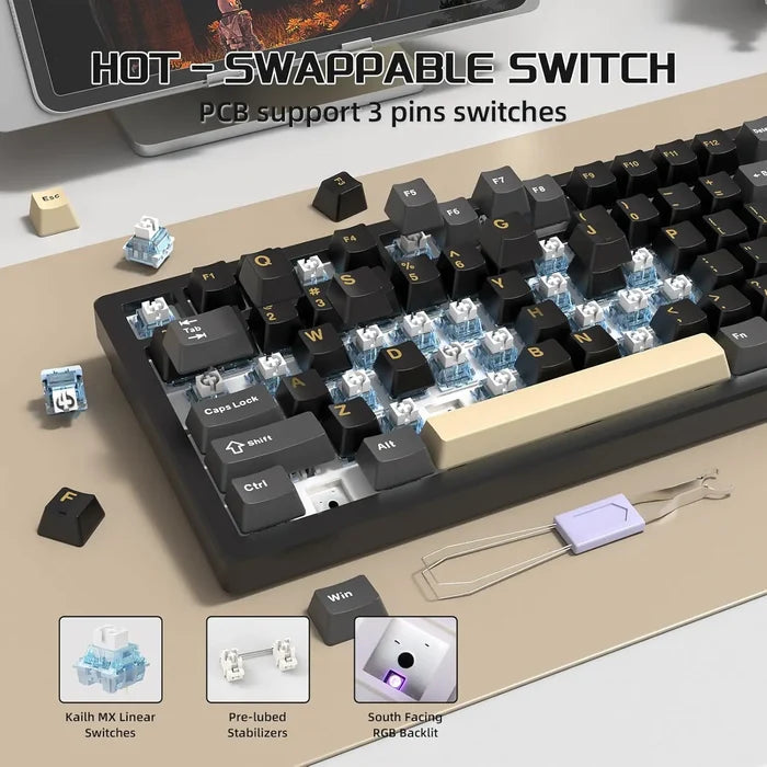 Attack Shark X75 Aluminum CNC Wireless Gaming Keyboard - Black - PakByte Computers