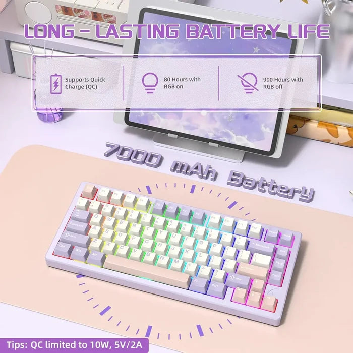 Attack Shark X75 Aluminum CNC Wireless Gaming Keyboard - Lavender Blue - PakByte Computers