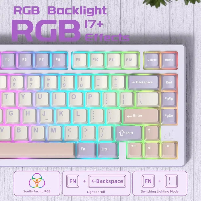Attack Shark X75 Aluminum CNC Wireless Gaming Keyboard - Lavender Blue - PakByte Computers