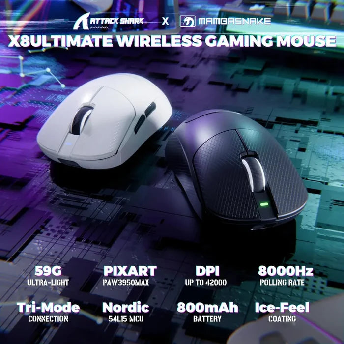 Attack Shark X8 Ultimate Wireless Gaming Mouse - Black