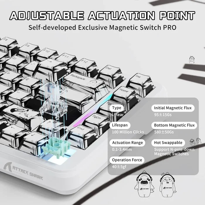 Attack Shark X82 Pro HE Wireless Gaming Keyboard - White Anime - PakByte Computers