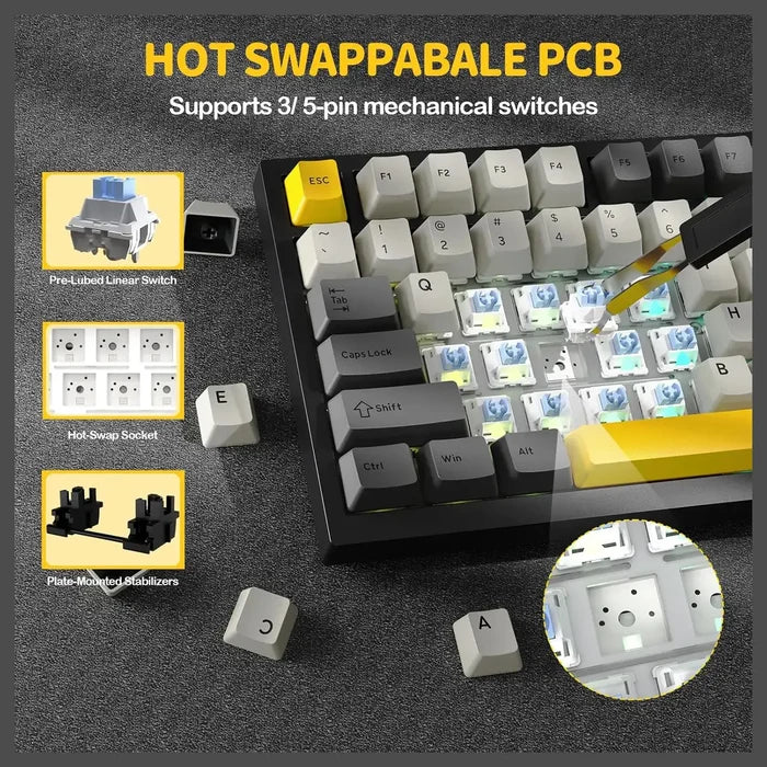 Attack Shark X820 Ultra Tri-mode Gasket Mechanical Keyboard - Star Black - Gift Switch