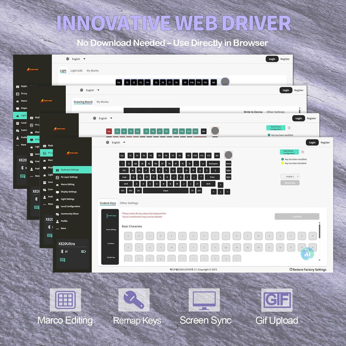 Attack Shark X820 Ultra Wireless Keyboard - Lavender Blue - PakByte Computers