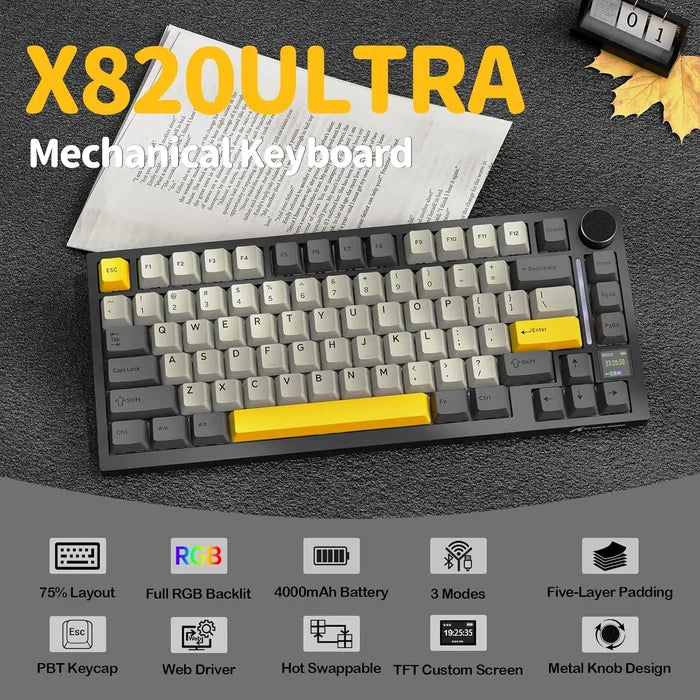 Attack Shark X820 Ultra Wireless Keyboard - Star Black - PakByte Computers