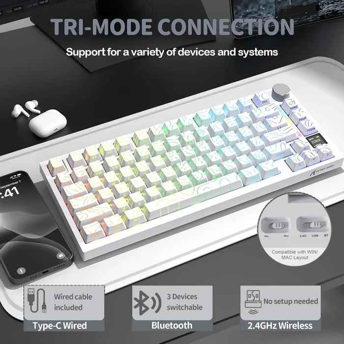 Attack Shark X820 Ultra Wireless Keyboard - White - PakByte Computers
