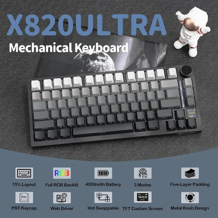 Attack Shark X820 Ultra Wireless Mechanical Keyboard - Moon Night - Shark Switch