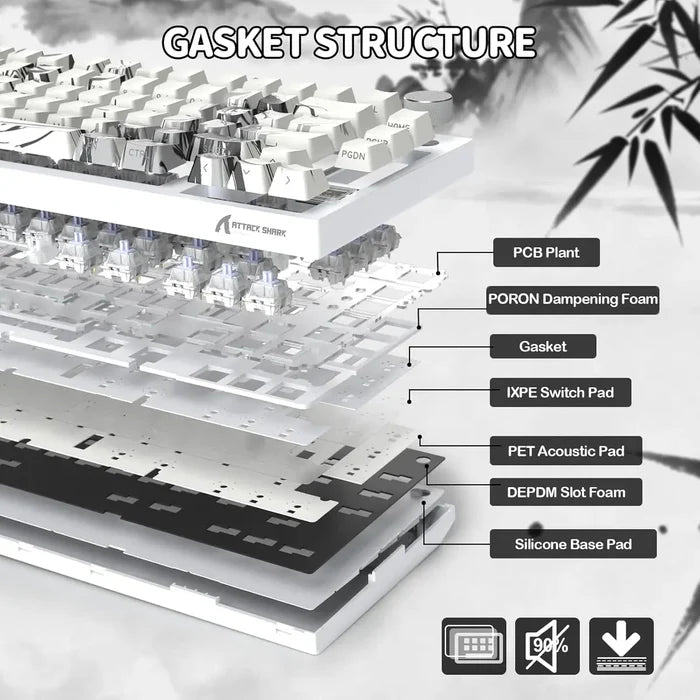 Attack Shark X820 Ultra Wireless Mechanical Keyboard Gaming Keyboard - Ink Bamboo