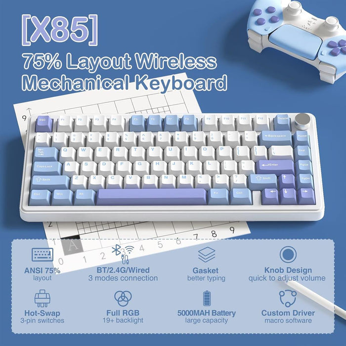 Attack Shark X85 Wireless Gaming Keyboard - Starlight White