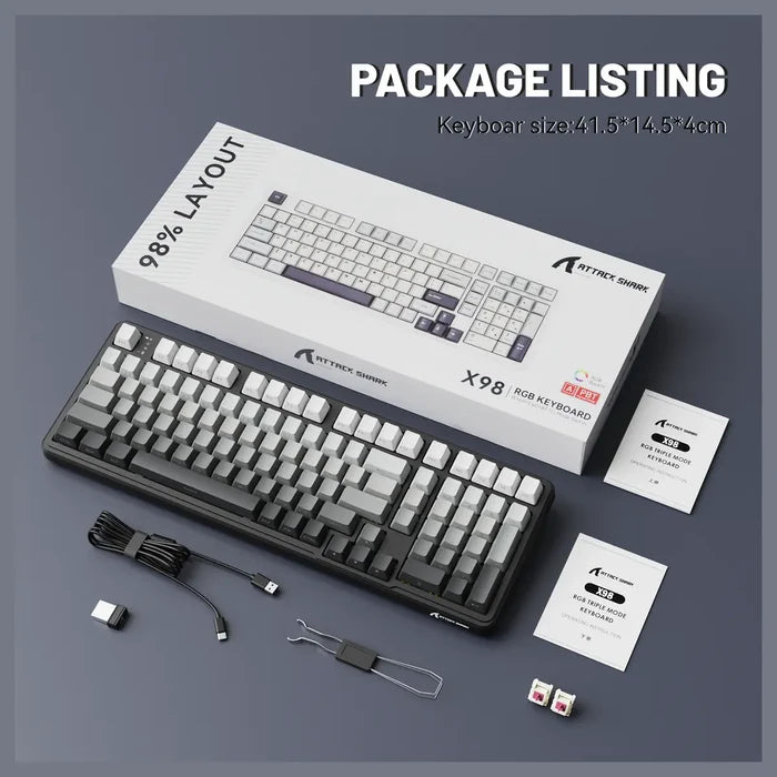 Attack Shark X98 Full-Size Wireless Mechanical Keyboard - Moonlight Night - Strawberry Switches