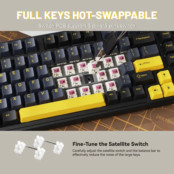 Attack Shark X98 Wireless Mechanical Keyboard - Star Black - Strawberry Switches
