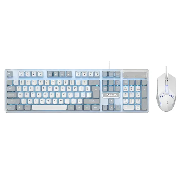 AULA F3061 Membrane Gaming Keyboard & Mouse Combo – White - PakByte Computers