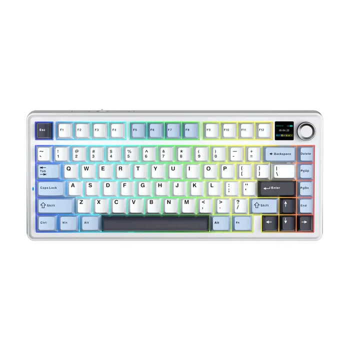 AULA F75 Max Wireless Keyboard with TFT Screen and Knob - Glacier White - PakByte Computers