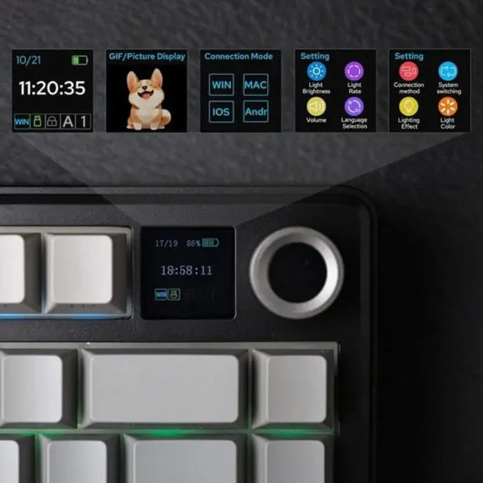 Aula F75 Max Wireless Mechanical Keyboard with TFT Screen and Knob - Gradient Gray - PakByte Computers