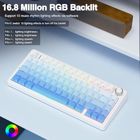 AULA F75 Pro 75% Hot Swappable Custom Keyboard - Gradient Blue Star Vector Switches