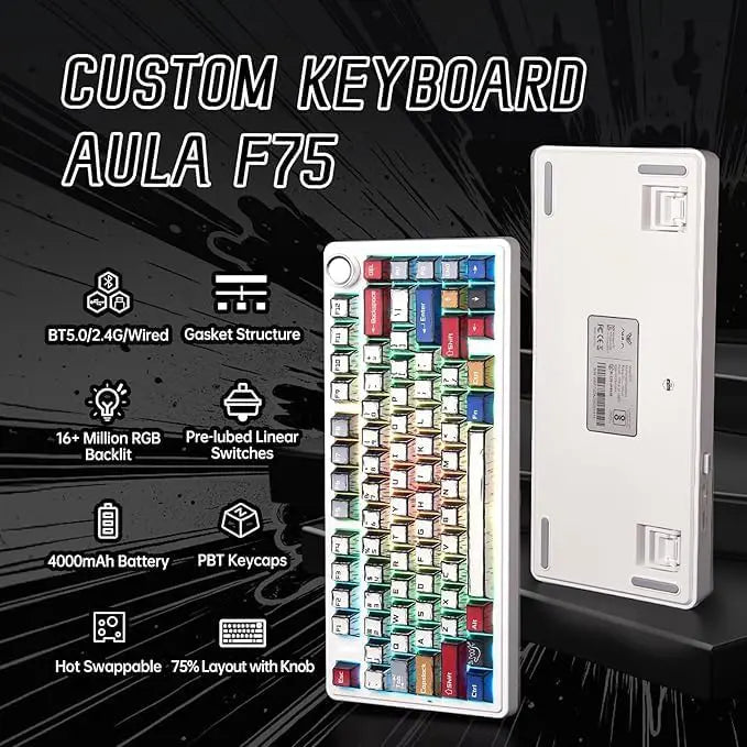 Aula F75 Wireless Creamy Mechanical Keyboard with RGB Backlit - Comic - PakByte Computers