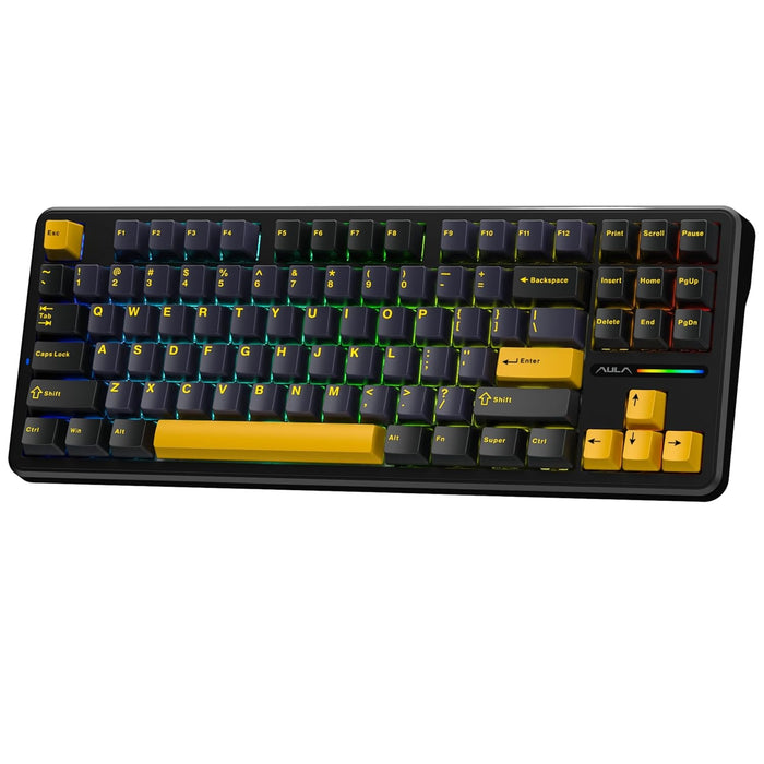 Aula F87 Pro Wireless RGB Gaming Keyboard - Black/Yellow - PakByte Computers