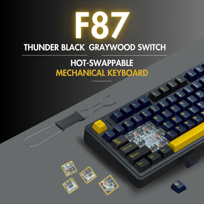 Aula F87 Pro Wireless RGB Gaming Keyboard - Black/Yellow - PakByte Computers