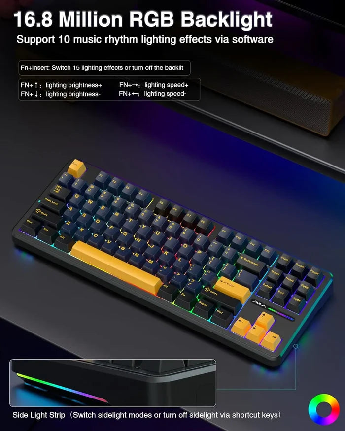 Aula F87 Wireless Mechanical 75% TKL Custom Hot Swappable Gaming Keyboards - Star Black - PakByte Computers