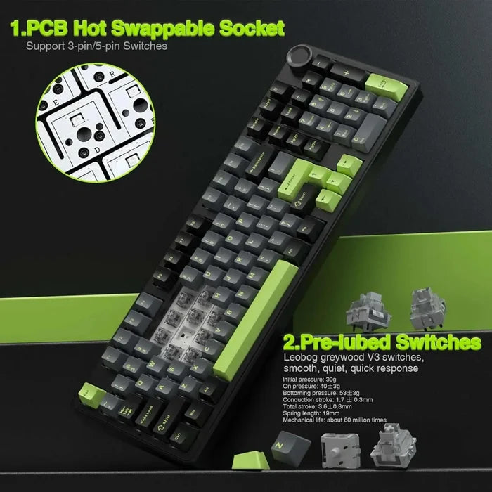Aula F99 PRO Wireless Gaming Hot Swappable Creamy Keyboard - Thunder Black